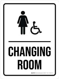 Changing Room Women (with Wheelchair Icon) Portrait - Wall Sign