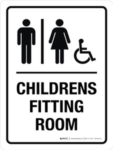 Childrens Fitting Room (With Wheelchair Icon) Portrait - Wall Sign