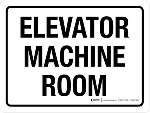 Elevator Machine Room White Landscape - Wall Sign Elevator Machine Room White Landscape - Wall Sign