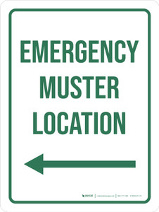 Emergency Muster Location (Arrow Left) Portrait - Wall Sign