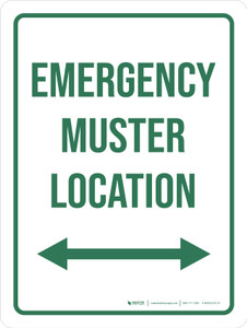 Emergency Muster Location (Double Arrow) Portrait - Wall Sign
