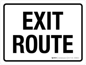 Exit Route White Landscape - Wall Sign