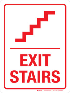 Exit Stairs Red Portrait - Wall Sign
