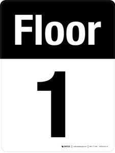 Floor 1 Black/White Portrait - Wall Sign