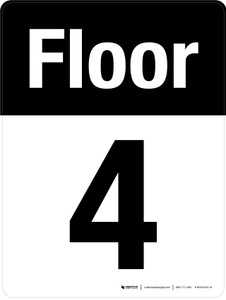 Floor 4 Black/White Portrait - Wall Sign