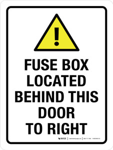 Fuse Box Located Behind This Door To Right Portrait - Wall Sign