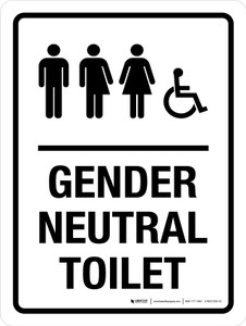 Gender Neutral Toilet (with Wheelchair Icon) Portrait - Wall Sign