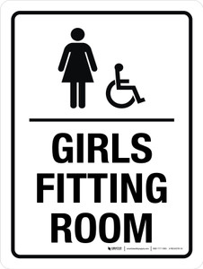 Girls Fitting Room (With Wheelchair Icon) Portrait - Wall Sign