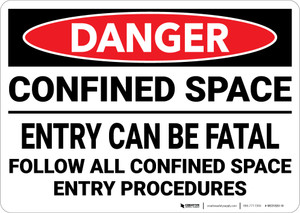 Danger: Confined Space Entry Can Be Fatal - Wall Sign Danger: Confined Space Entry Can Be Fatal - Wall Sign