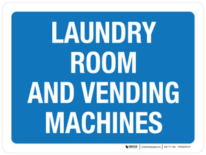 Laundry Room And Vending Machines Blue Landscape - Wall Sign