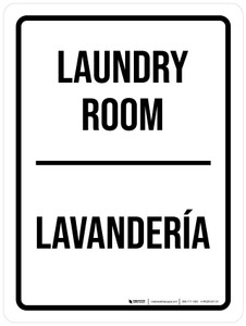 Laundry Room Bilingual Spanish White Portrait - Wall Sign