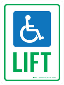 Lift with Wheelchair Icon Portrait - Wall Sign Lift with Wheelchair Icon Portrait - Wall Sign