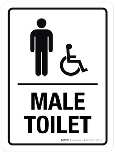 Male Toilet (with Wheelchair Icon) Portrait - Wall Sign