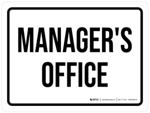 Manager's Office White Landscape - Wall Sign