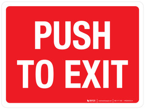 Push To Exit Red Landscape - Wall Sign Push To Exit Red Landscape - Wall Sign