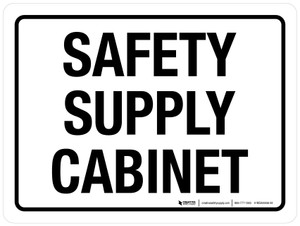 Safety Supply Cabinet White Landscape - Wall Sign