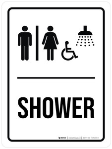 Shower (Wheelchair/Gender Icons) Portrait - Wall Sign