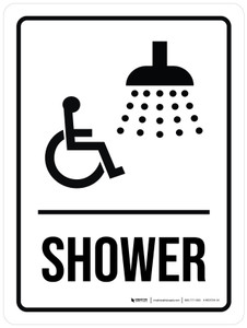 Shower (with Wheelchair Icon) Portrait - Wall Sign