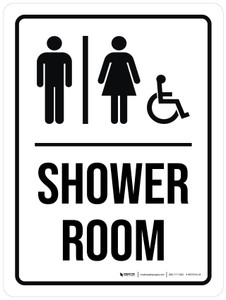 Shower Room (Wheelchair/Gender Icon) Portrait - Wall Sign