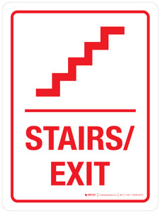 Stairs Exit Red Portrait - Wall Sign