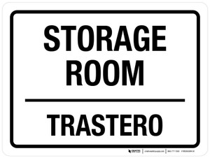 Storage Room Bilingual Spanish Landscape - Wall Sign