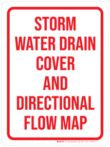 Storm Water Drain Cover And Directional Flow Map Portrait - Wall Sign
