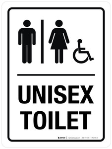 Unisex Toilet (Gender/Wheelchair Icon) Portrait - Wall Sign