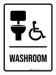 Washroom (With Wheelchair Icon) Portrait - Wall Sign