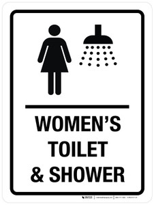 Woman's Toilet & Shower with Icon Portrait - Wall Sign