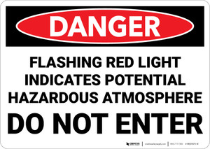 Danger: Flashing Red Light Indicates Hazardous Atmosphere Do Not Enter - Wall Sign