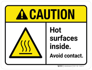Caution: Hot Surfaces Inside - Avoid Contact ANSI Landscape - Wall Sign