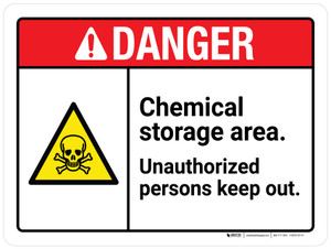Danger: Chemical Storage Area - Unauthorized Persons Keep Out ANSI Landscape - Wall Sign