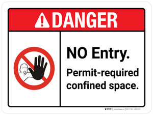 Danger: No Entry Permit-Required Confined Space ANSI Landscape - Wall Sign