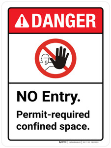 Danger: No Entry Permit-Required Confined Space ANSI Portrait - Wall Sign