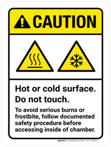 Caution: Hot Or Cold Surface Do Not Touch To Avoid Serious Burns Or Frostbite Follow Documented Safety Procedure Portrait - Wall Sign