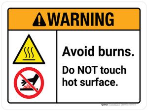 Warning: Avoid Burns Do Not Touch Hot Surface Landscape - Wall Sign