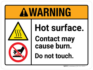 Warning: Hot Surface Contact May Cause Burn Do Not Touch Landscape - Wall Sign