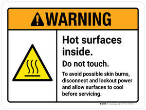 Warning: Hot Surfaces Inside Do Not Touch To Avoid Possible Skin Burns Landscape - Wall Sign