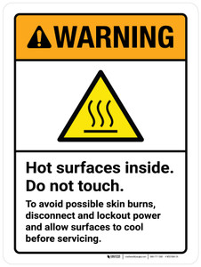 Warning: Hot Surfaces Inside Do Not Touch To Avoid Possible Skin Burns Portrait - Wall Sign