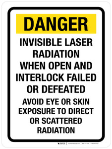 Danger: Invisible Laser Radiation When Open And Interlock Failed Or Defeated Portrait - Wall Sign