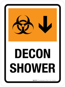 Decon Shower with Arrow Down Portrait - Wall Sign