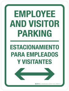 Employee And Visitor Parking with Arrows Bilingual Portrait - Wall Sign