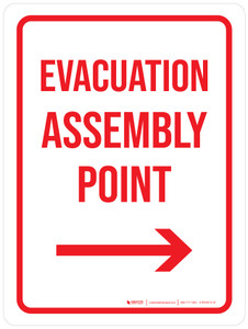 Evacuation Assembly Point with Right Arrow Portrait - Wall Sign