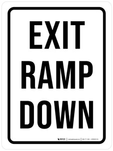 Exit Ramp Down White Portrait - Wall Sign