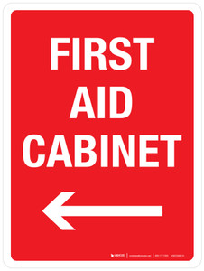 First Aid Cabinet (with Left Arrow) Portrait - Wall Sign