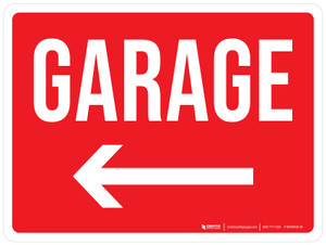 Garage with Left Arrow Landscape - Wall Sign