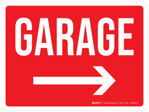 Garage with Right Arrow Landscape - Wall Sign