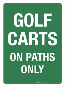Golf Carts On Paths Only Portrait - Wall Sign