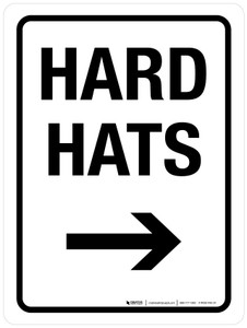 Hard Hats with Right Arrow Portrait - Wall Sign