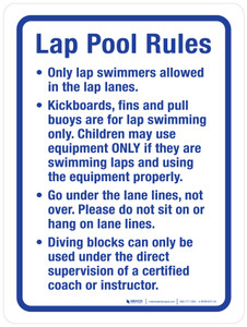 Lap Pool Rules Portrait - Wall Sign